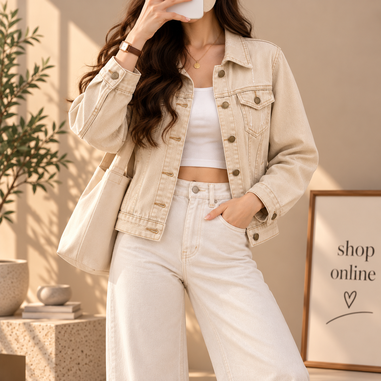 Beige Denim Jacket