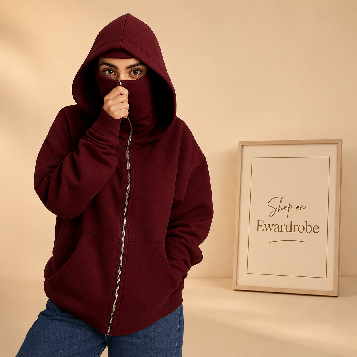 MAROON NINJA HOODIE-WOMEN
