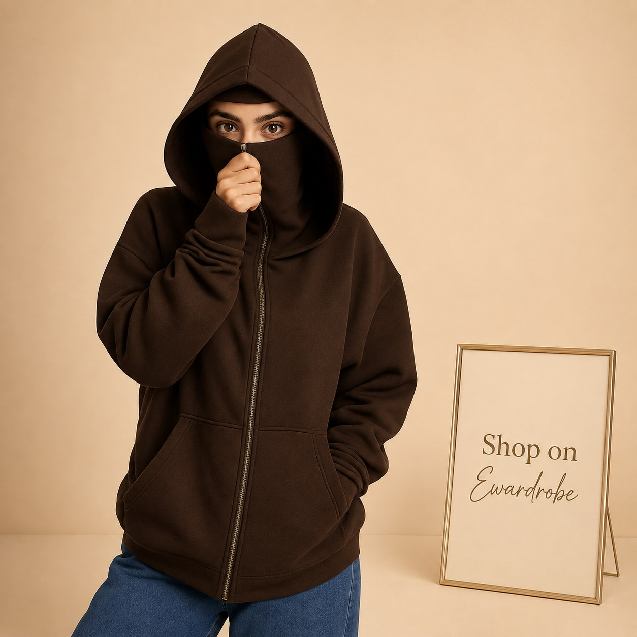 BROWN NINJA HOODIE-WOMEN