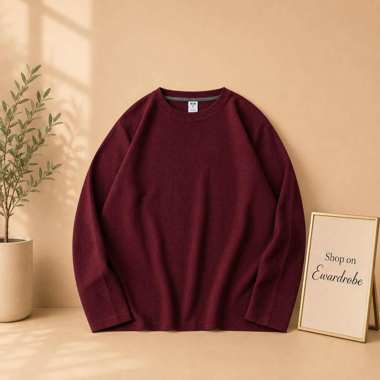 WAFFLE KNIT SWEATSHIRT