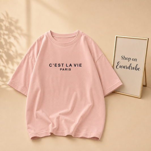 PINK TSHIRT C’EST LA VIE PARIS