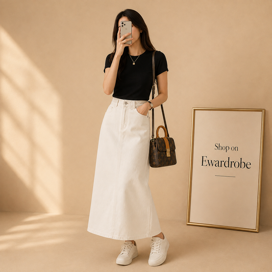 WHITE Denim Skirt