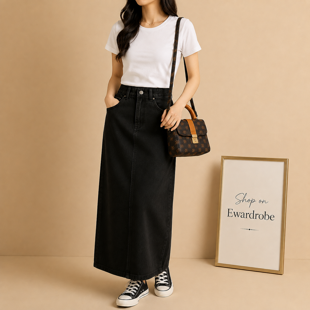 Black Denim Skirt