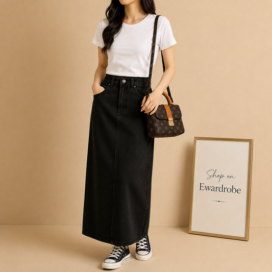 Black Denim Skirt