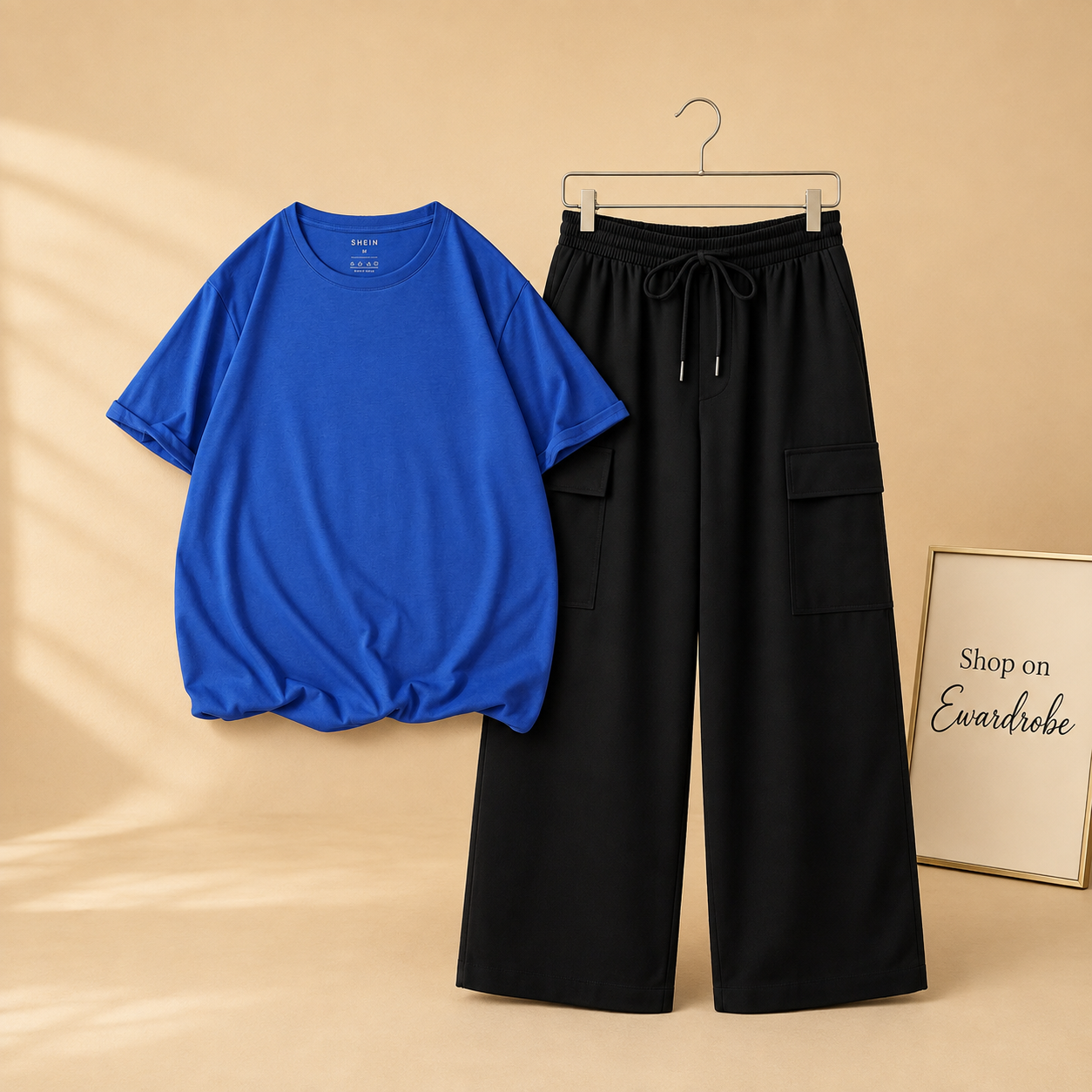 ROYAL BLUE TSHIRT WITH BLACK CARGO TROUSER