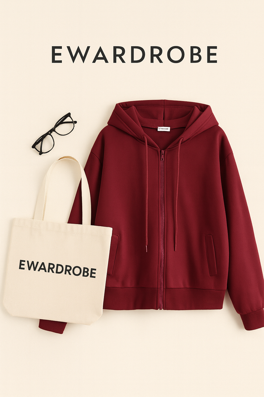 Basic Maroon Zipper Hoodie