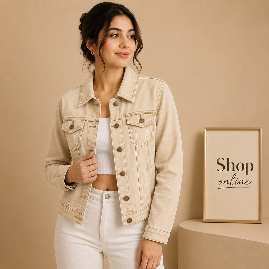 Beige Denim Jacket