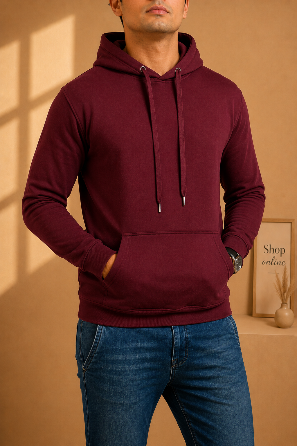 Basic Burgundy Hoodie // Men