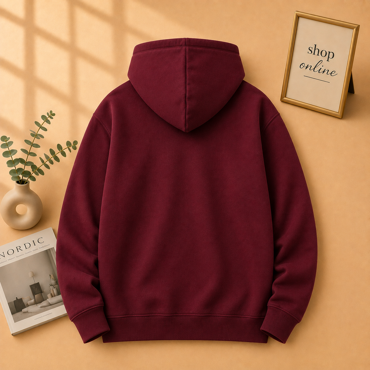 Basic Burgundy Hoodie - Men