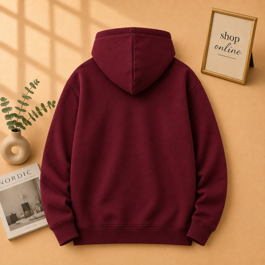 Basic Burgundy Hoodie - Men