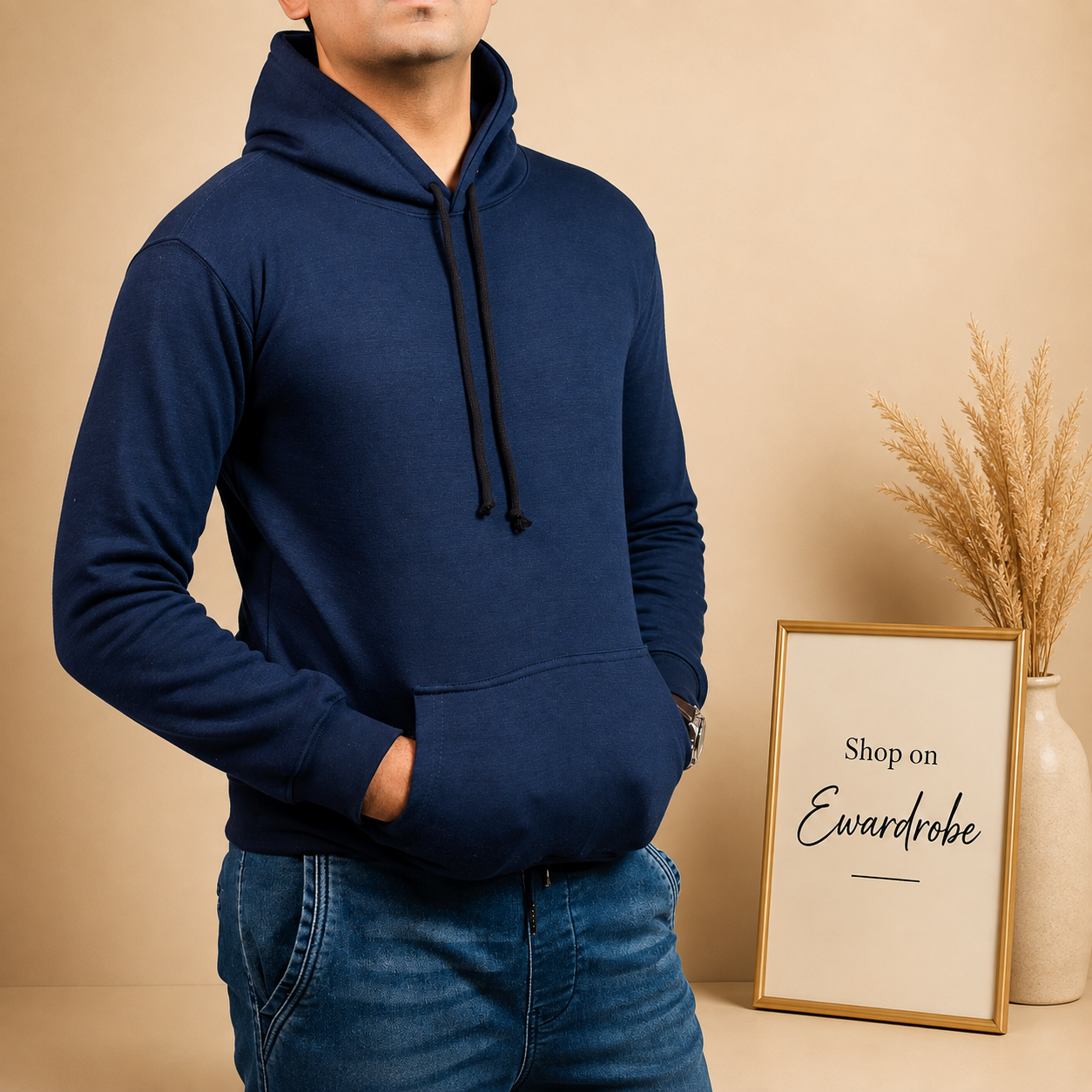 BASIC NAVY BLUE HOOD - MEN