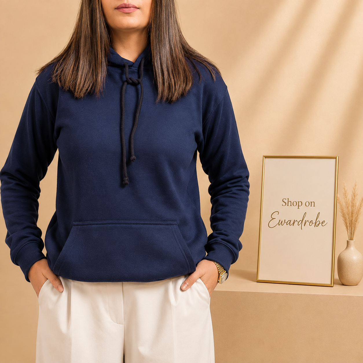 BASIC NAVY BLUE HOOD - WOMEN