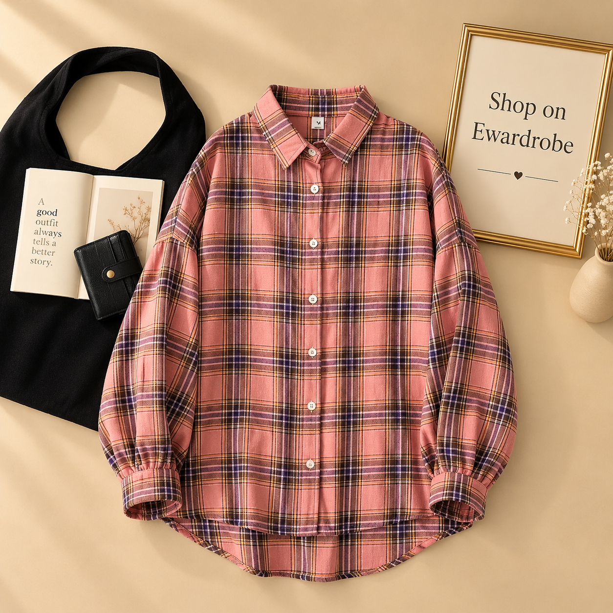 PINK BLACK CHECK SHIRT