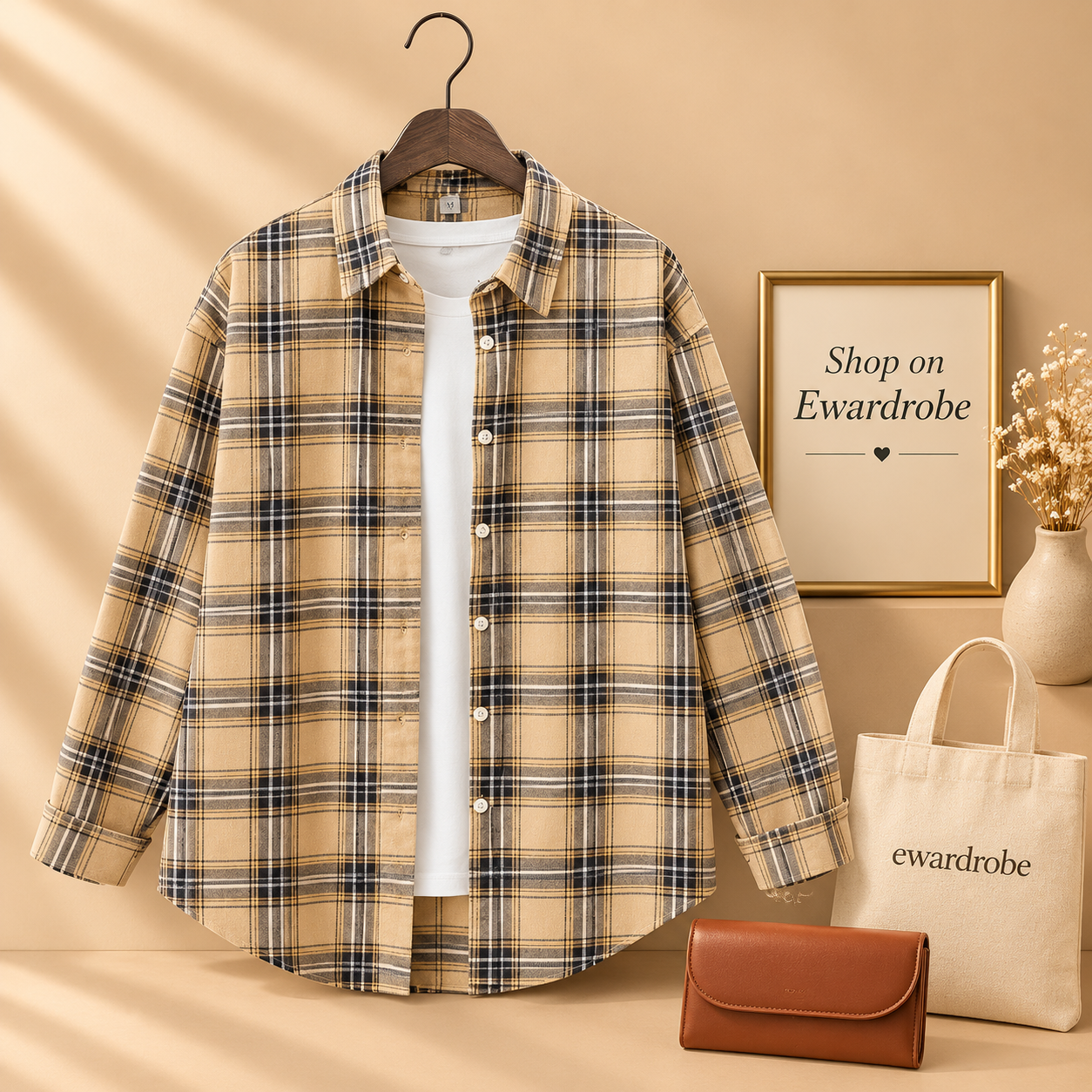 BEIGE CHECK SHIRT