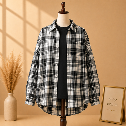 White Black Check Shirt