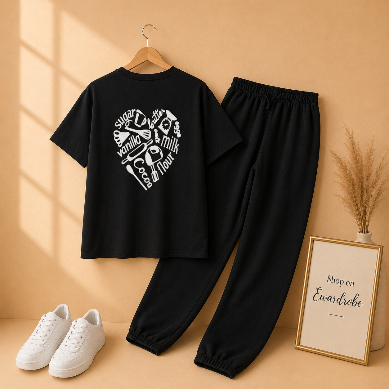 BLACK SUGAR VANILLA TEE WITH BLACK TROUSER