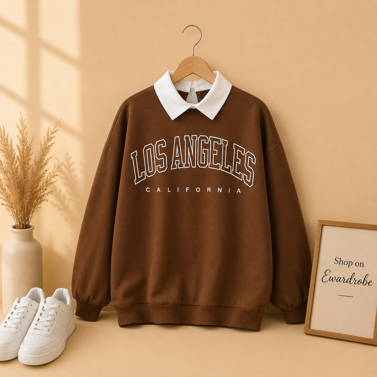 BROWN COLLAR SWEATSHIRT LOS ANGLES