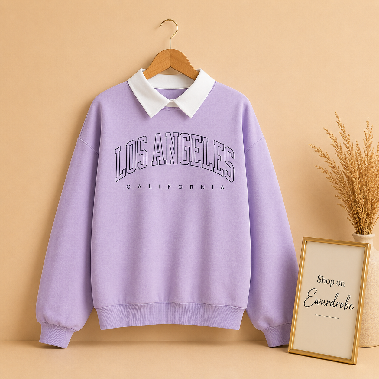LILAC COLLARED SWEAT LOS ANGELES