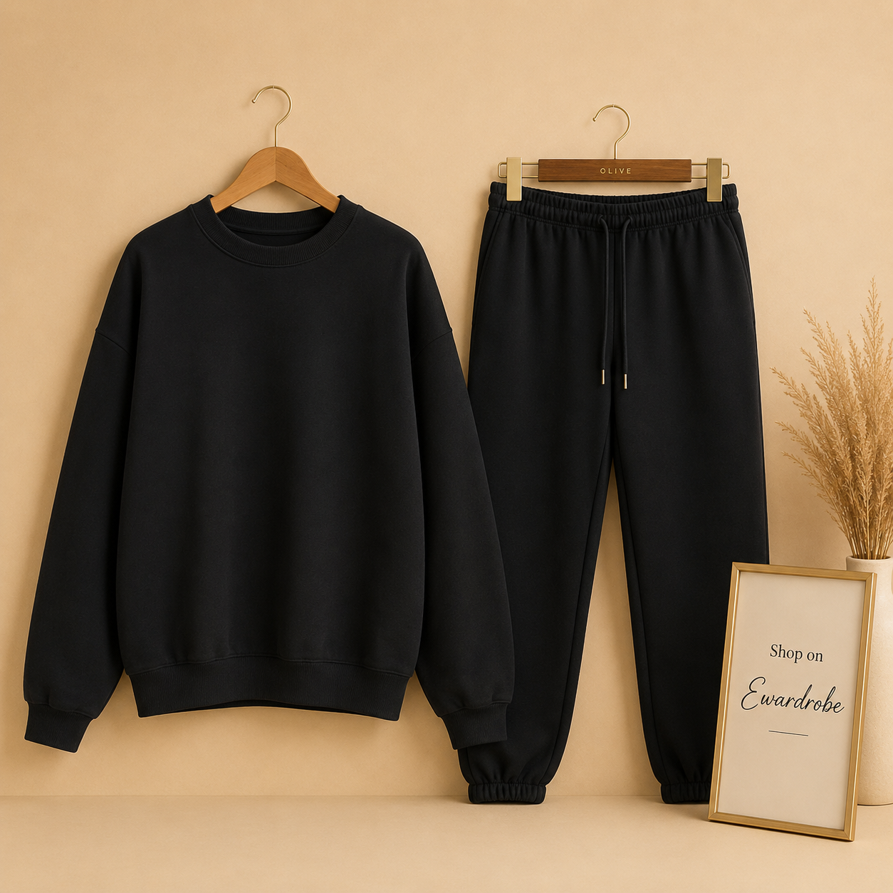 Black Plain Tracksuit