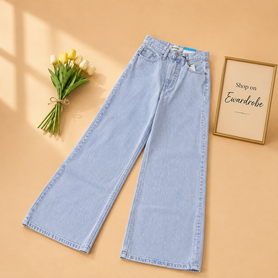 Pure Ice Blue Wide Leg Jeans
