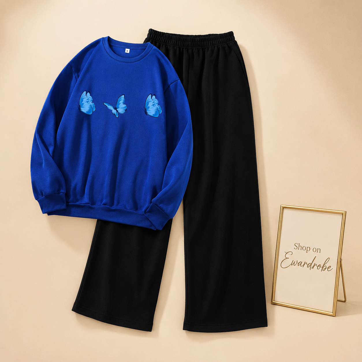 3 BUTTERFLY ROYAL BLUE SWEATSHIRT WITH FLAPPER