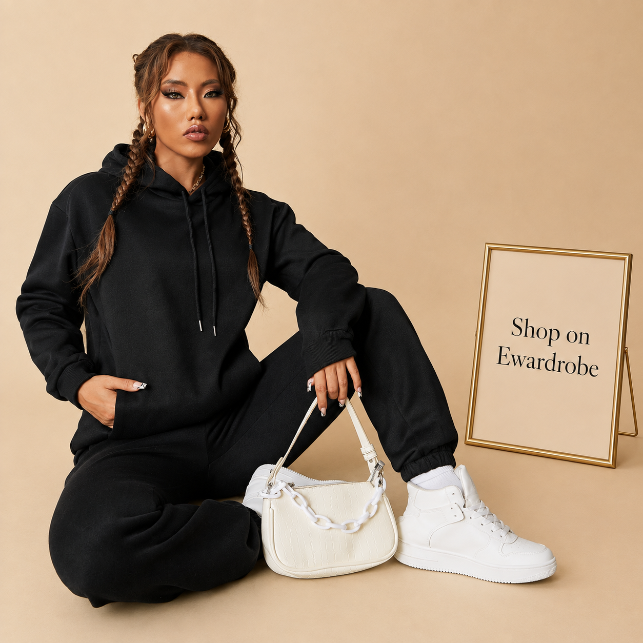 BASIC BLACK HOOD TRACKSUIT