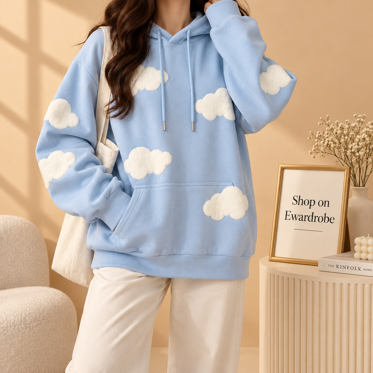 Sky Blue Hoodie Cloud All Over
