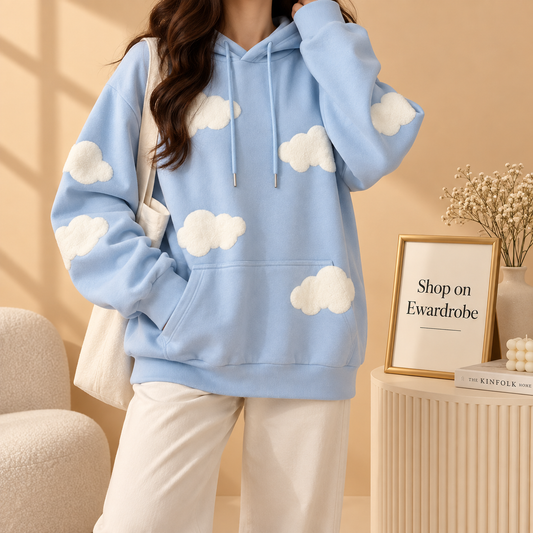 Sky Blue Hoodie Cloud All Over