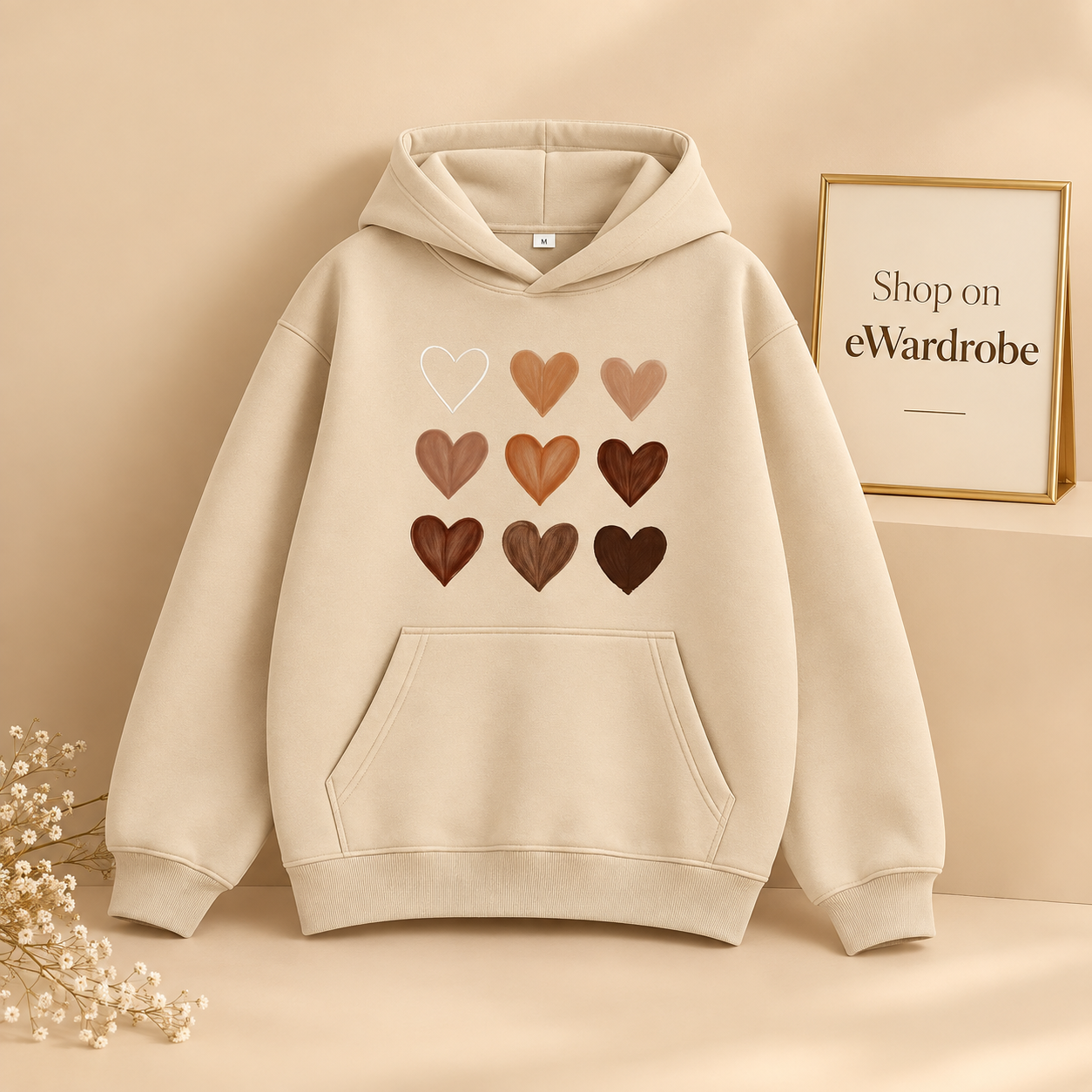 Brown Hearts Hoodie