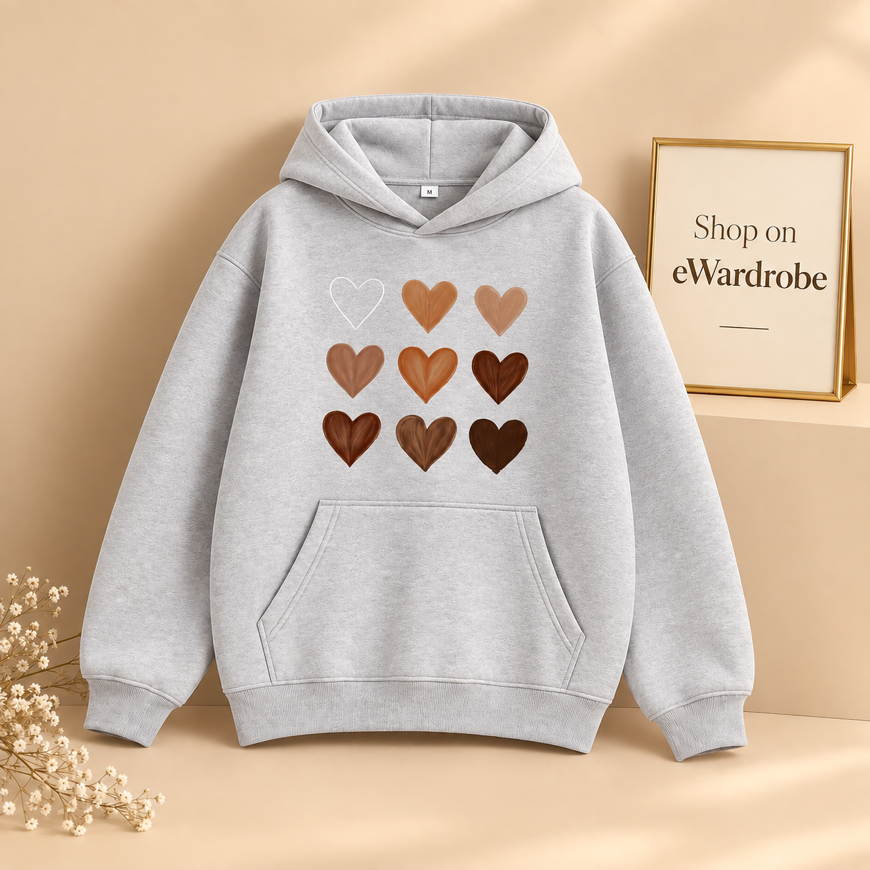Brown Hearts Hoodie