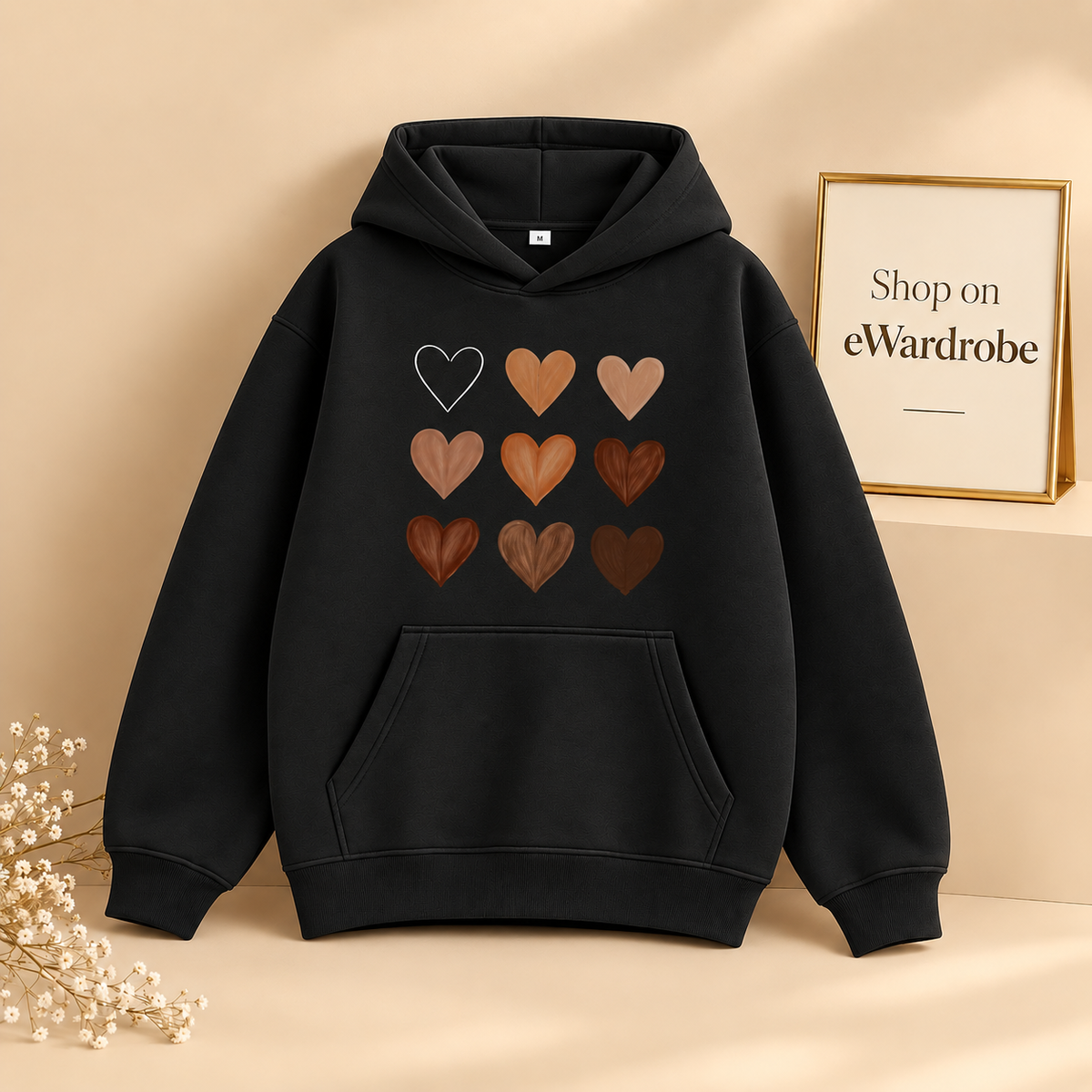 Brown Hearts Hoodie