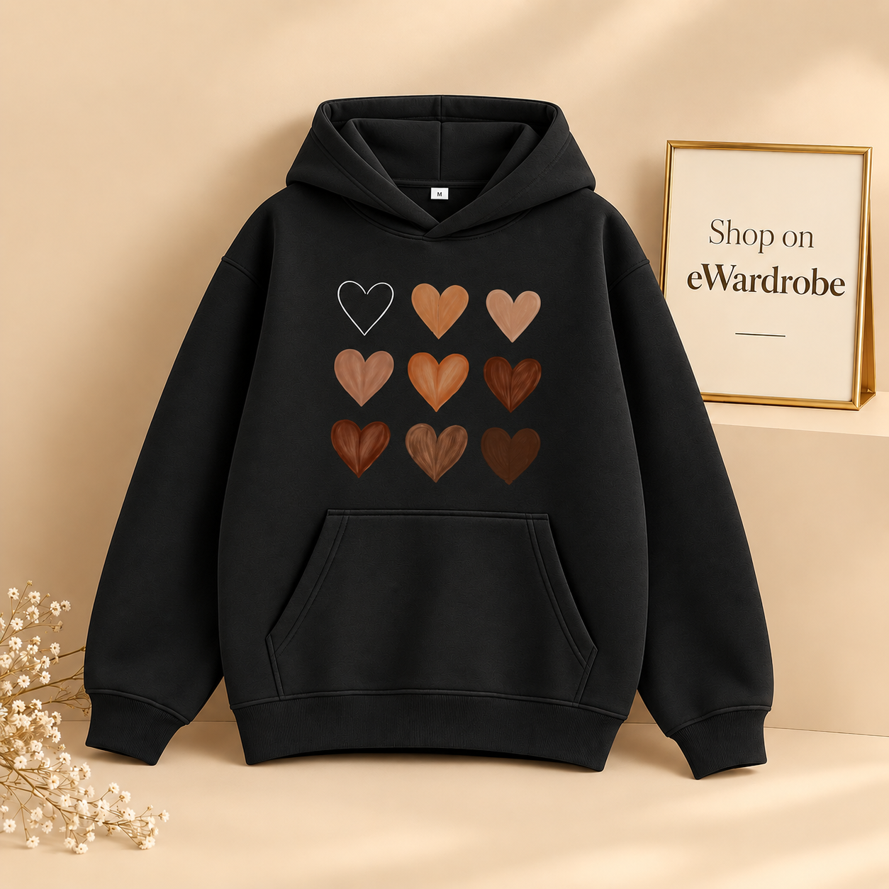 Brown Hearts Hoodie