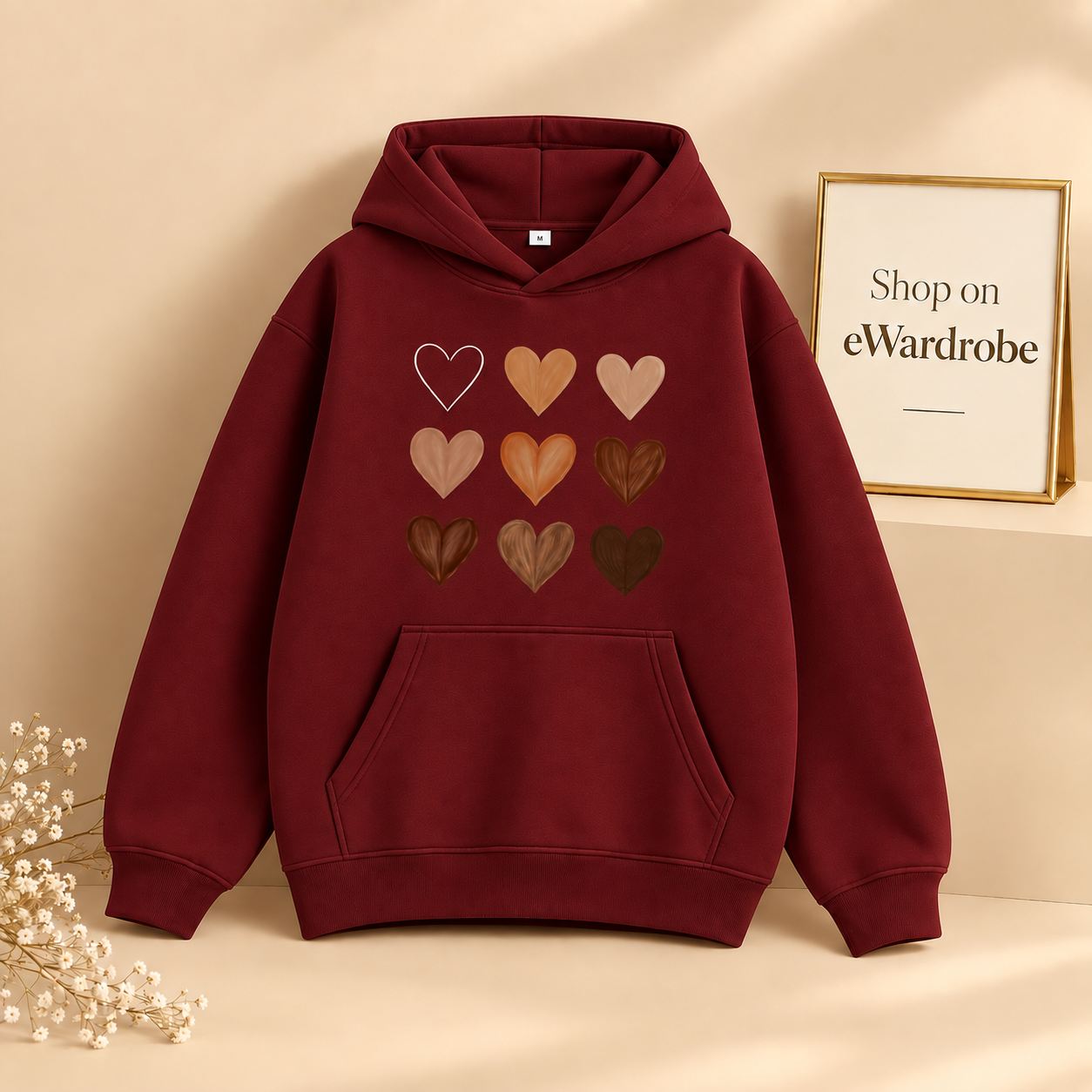 Brown Hearts Hoodie