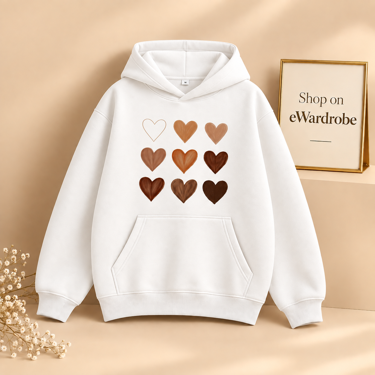 Brown Hearts Hoodie