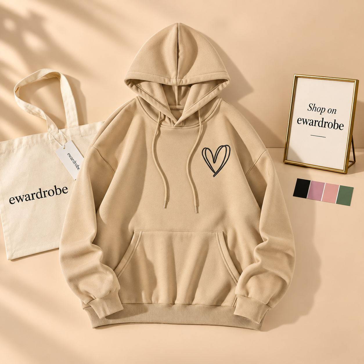 Pocket Shreded Heart Hoodie
