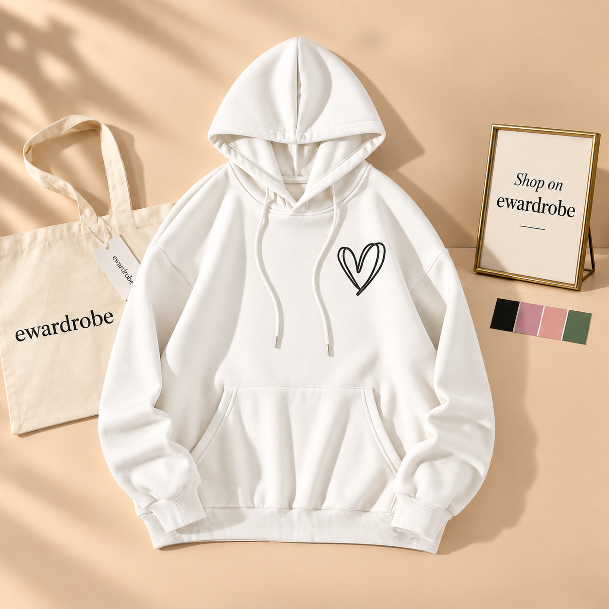 Pocket Shreded Heart Hoodie