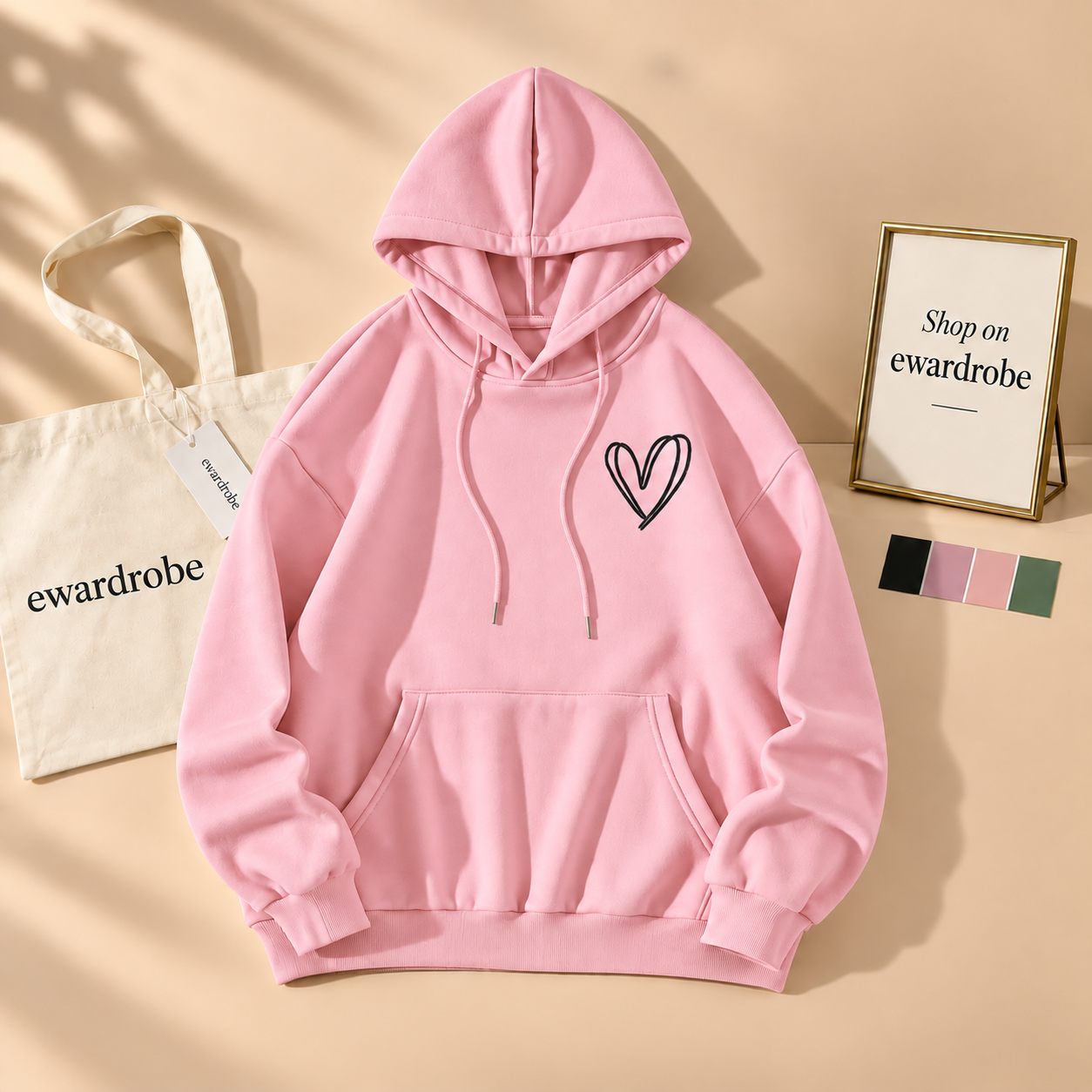Pocket Shreded Heart Hoodie