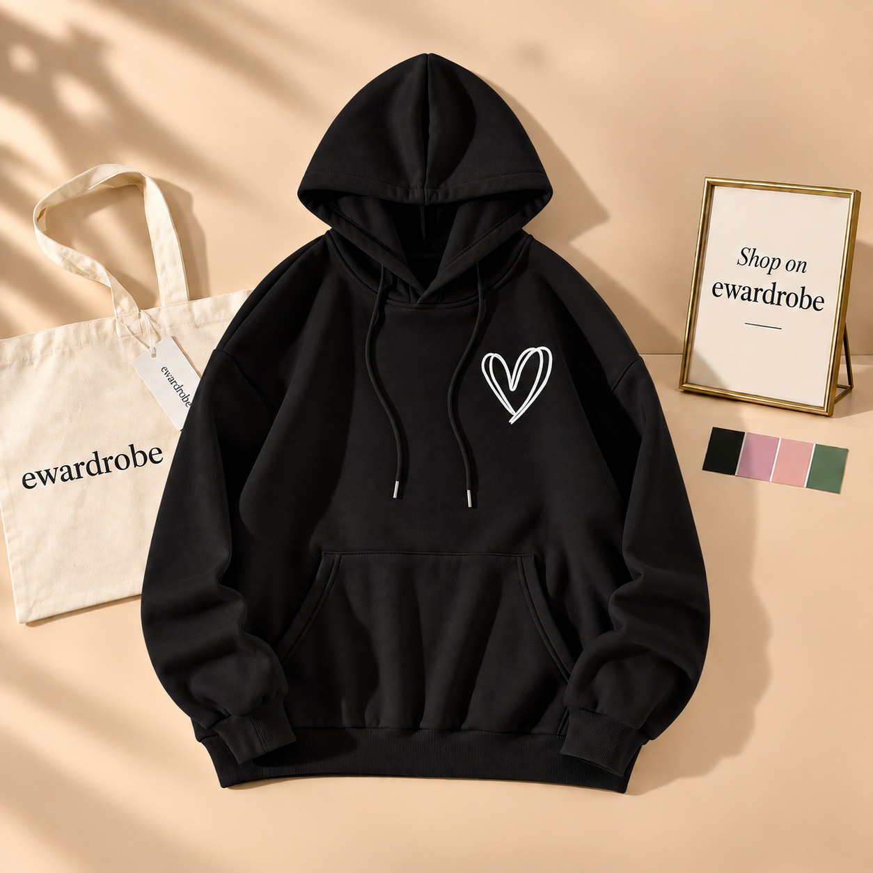 Pocket Shreded Heart Hoodie