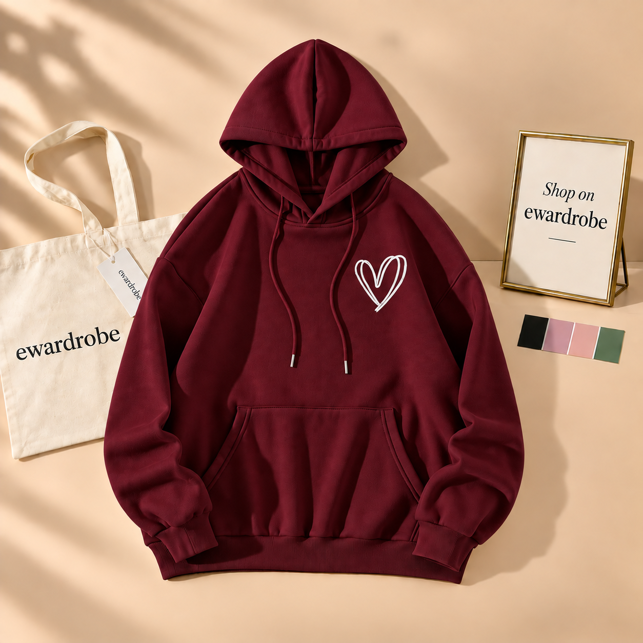 Pocket Shreded Heart Hoodie