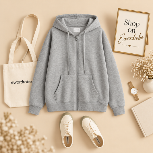 Basic Grey Zipper Hoodie