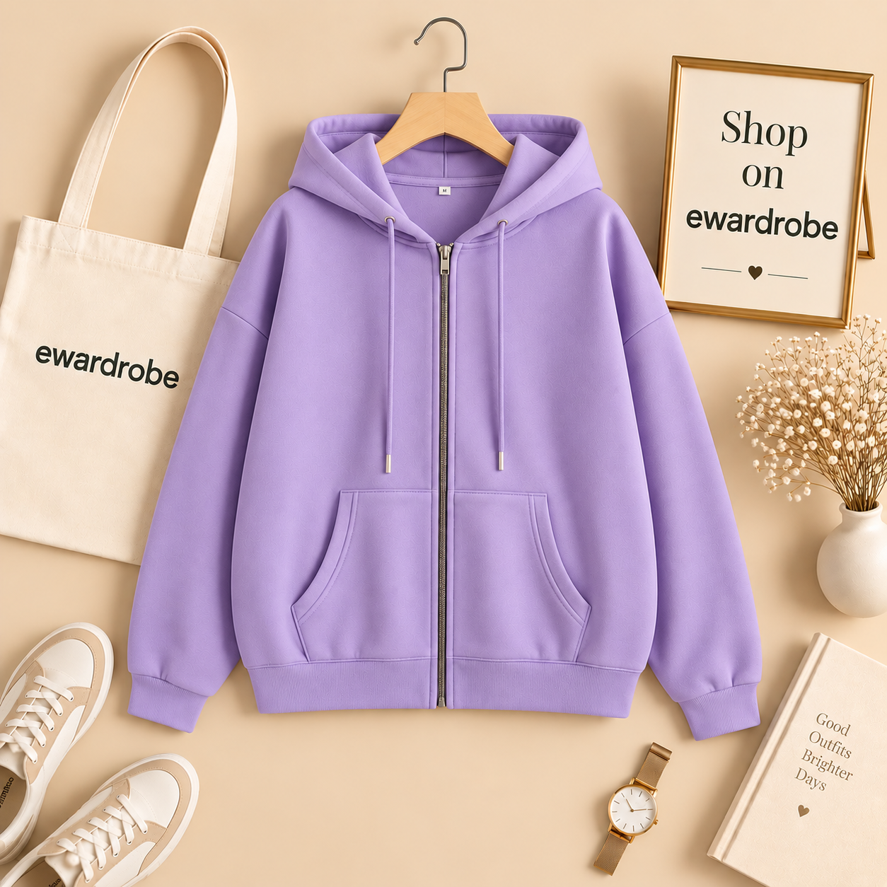 Basic Lilac Zipper Hoodie