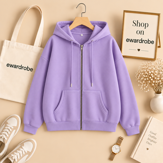 Basic Lilac Zipper Hoodie