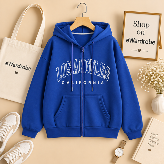 Royal Blue Zipper Hoodie LosAngeles