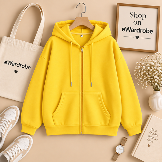 Basic Yellow Zipper Hoodie