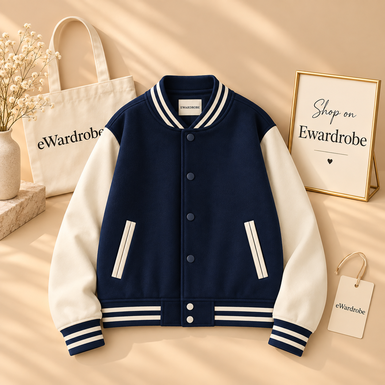 Navy Blue Baseball Jacket