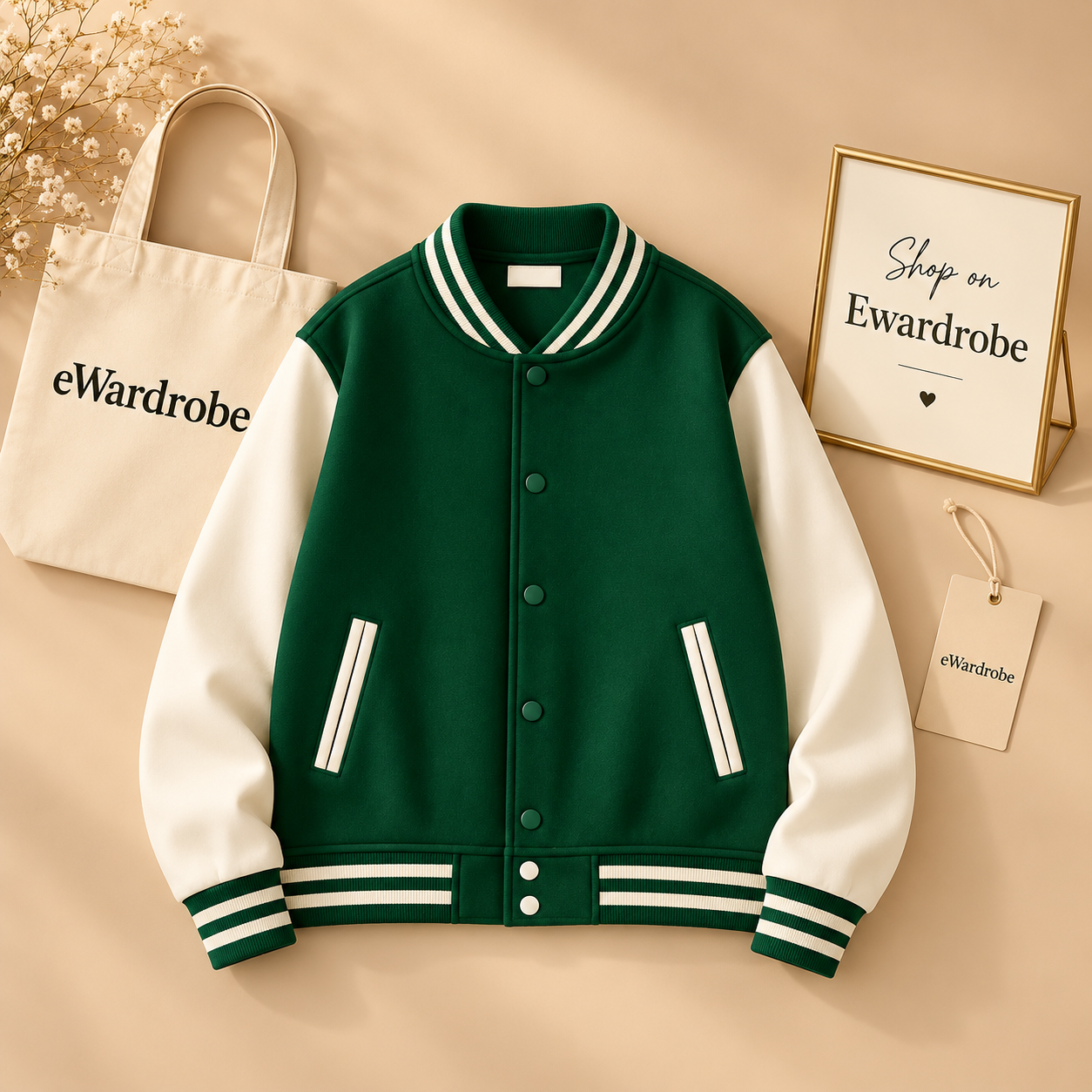 Bottle Green Baseball Jacket