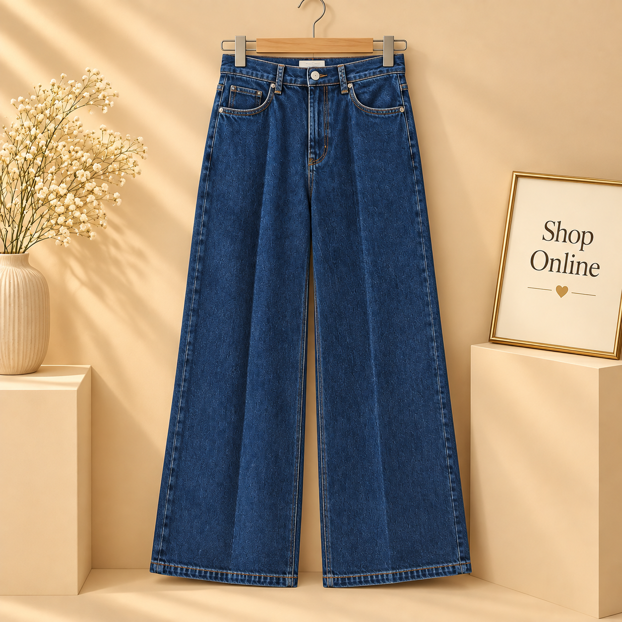 Dark Blue Wide Leg Jeans