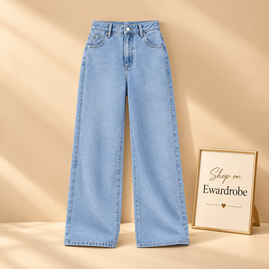 Icy Blue Wide Leg Jeans