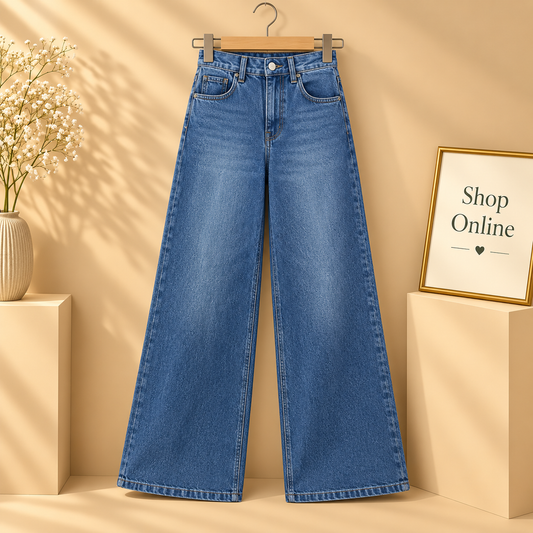 Rust Blue Wide Leg Jeans