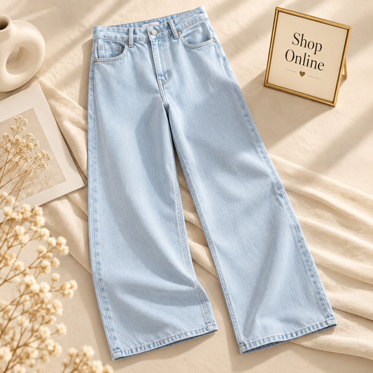 Pure Ice Blue Wide Leg Jeans